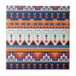Azulejo De Cerâmica Padrão Nativo Sudoeste<br><div class="desc">Um padrão nativo ousado a sudoeste em formas azul, laranja e vermelha. Para decoração de estilo boho ou sudoeste. Perfeito para projetos de faça você mesmo, como o backsplash da cozinha, a lareira são tiling, azulejos de banheiro e azulejo simples para armar ou combinar para um contratop ou bandeja de...</div>