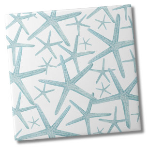 Azulejo De Cerâmica Padrão Náutico de Praia Azul Teal