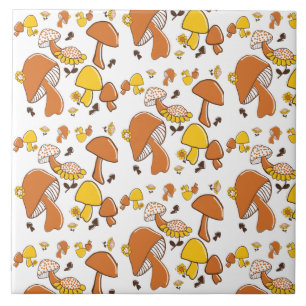 Azulejo De Cerâmica Padrão Nostalgic Mushroom