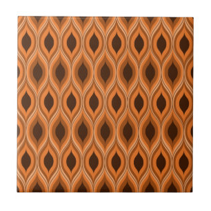 Azulejo De Cerâmica Padrão ogee laranja e marrom clássico de meados do