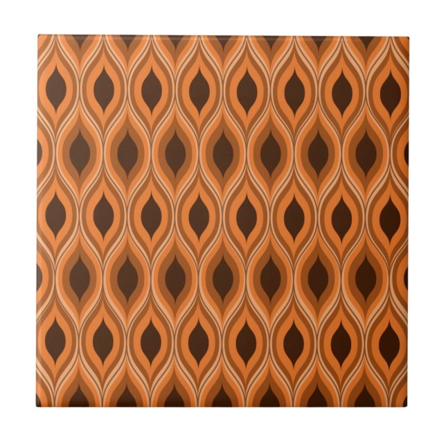 Azulejo De Cerâmica Padrão ogee laranja e marrom clássico de meados do (Frente)