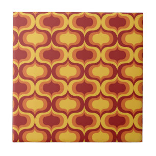 Azulejo De Cerâmica Padrão Ogee Vintage Laranja Amarelo Vermelho Meado
