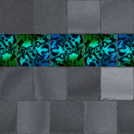 Azulejo De Cerâmica Padrão ondulado com brilho verde e azul preto