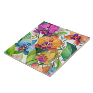 Azulejo De Cerâmica Padrão orquídeo tropical sem descontinuidades