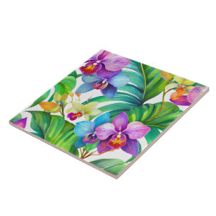 Azulejo De Cerâmica Padrão orquídeo tropical sem descontinuidades