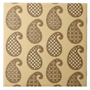 Azulejo De Cerâmica padrão Paisley, bege, creme e chocolate