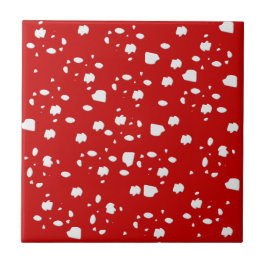 Azulejo De Cerâmica padrão ponto com toadstool vermelha