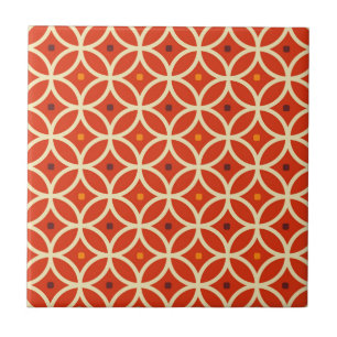 Azulejo De Cerâmica Padrão Pop de Abstrato Geométrico de Arte Laranj