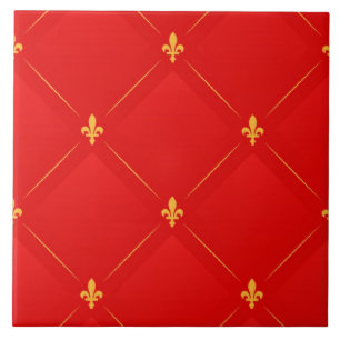 Azulejo De Cerâmica Padrão popular em vermelho e dourado