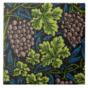 Azulejo De Cerâmica Padrão Preto de Videira de Uva Sem Costura de Will
