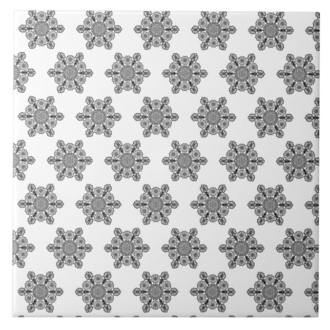 Azulejo De Cerâmica Padrão preto e branco (Frente)