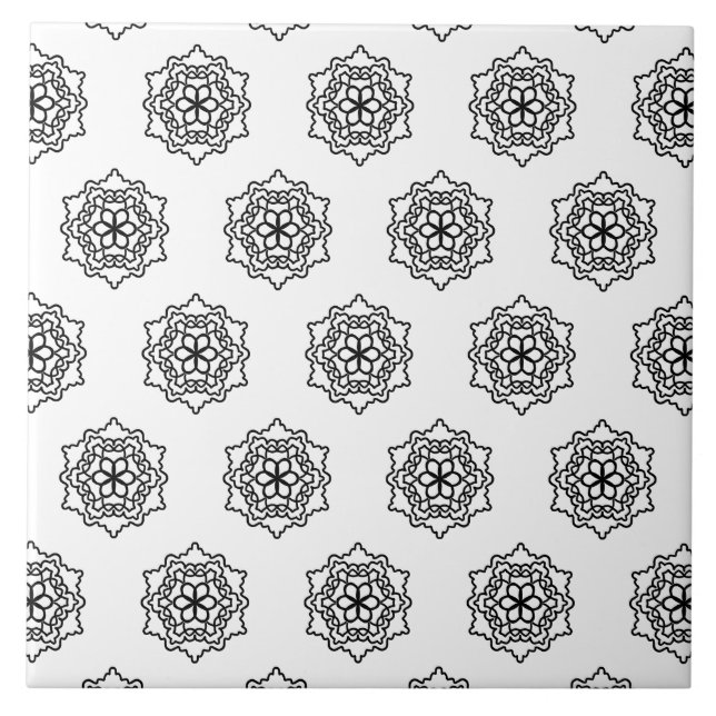 Azulejo De Cerâmica Padrão preto e branco (Frente)