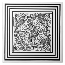 Azulejo De Cerâmica Padrão preto e branco