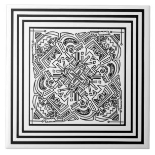 Azulejo De Cerâmica Padrão preto e branco