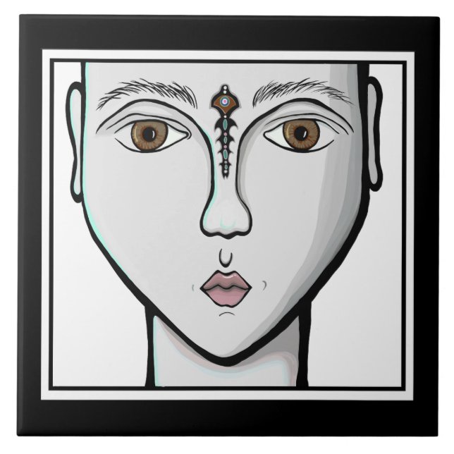 Azulejo De Cerâmica Padrão preto e branco (Frente)