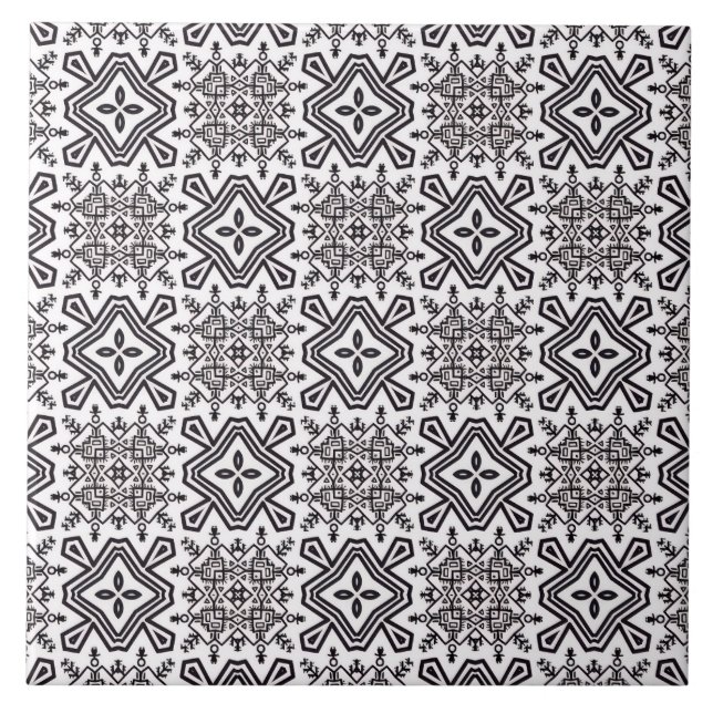 Azulejo De Cerâmica Padrão preto e branco (Frente)
