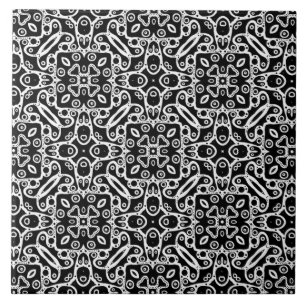 Azulejo De Cerâmica Padrão preto e branco