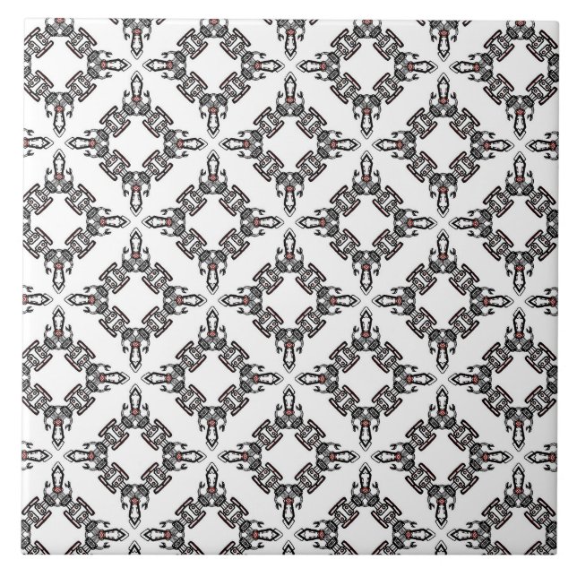 Azulejo De Cerâmica Padrão preto e branco (Frente)