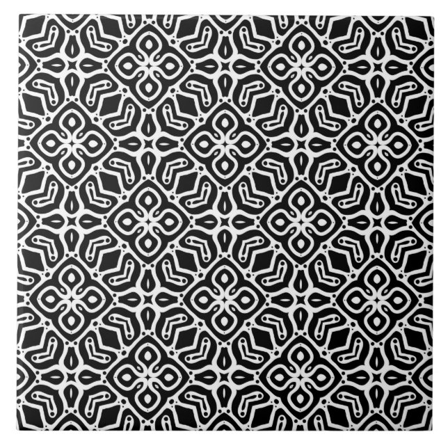 Azulejo De Cerâmica Padrão preto e branco (Frente)