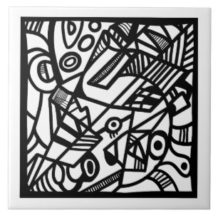 Azulejo De Cerâmica Padrão preto e branco