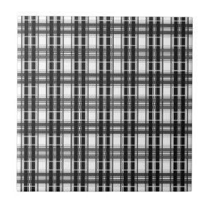 Azulejo De Cerâmica Padrão preto e branco Geometria do Tartan verifica