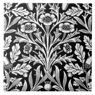 Azulejo De Cerâmica Padrão Preto e Branco Vintage Carvalho William Mor