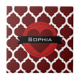 Azulejo De Cerâmica Padrão Preto Vermelho de Lattice marroquino