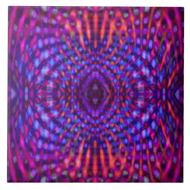 Azulejo De Cerâmica Padrão psicodélico colorido (Frente)