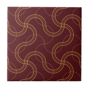 Azulejo De Cerâmica Padrão Red Luxurious Wavy Stripes