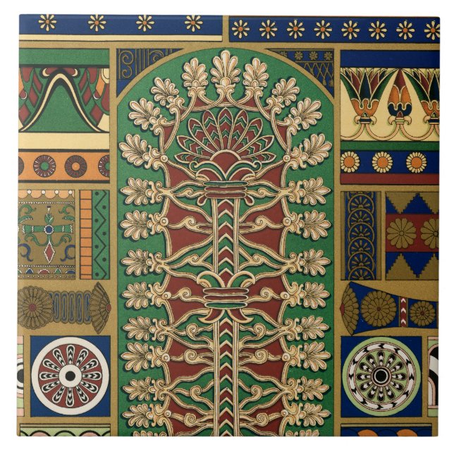 Azulejo De Cerâmica Padrão Retro Assírio (Frente)