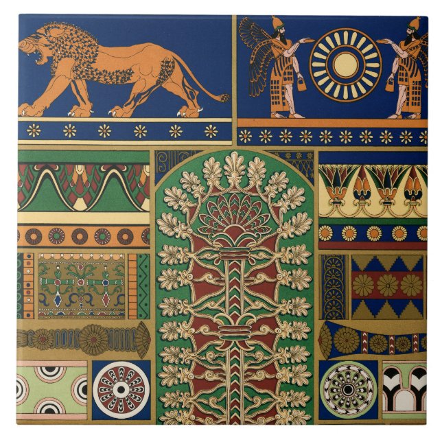 Azulejo De Cerâmica Padrão Retro Assírio (Frente)