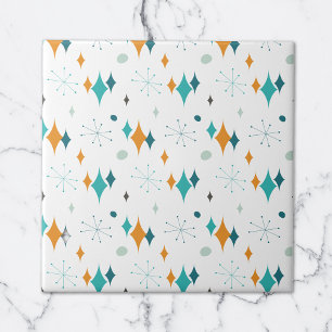 Azulejo De Cerâmica Padrão Retro de Estrelas Explosão Atômica