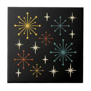 Azulejo De Cerâmica Padrão Retro de Meados do Século Estrela Explosão
