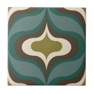 Azulejo De Cerâmica Padrão Retro Marrom Verde