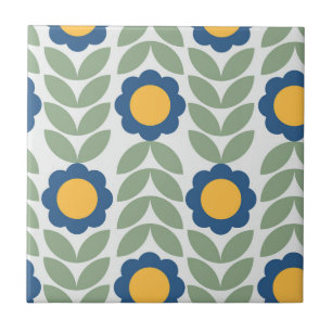 Azulejo De Cerâmica Padrão retrofloral escente escandinavo,flor retrô,