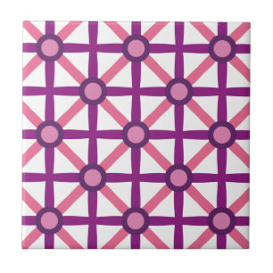 Azulejo De Cerâmica Padrão Rosa e Roxo Funky