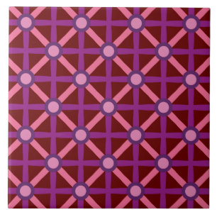 Azulejo De Cerâmica Padrão Rosa e Roxo Funky