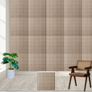 Azulejo De Cerâmica Padrão Rustic Brown and White Checkered Gingham