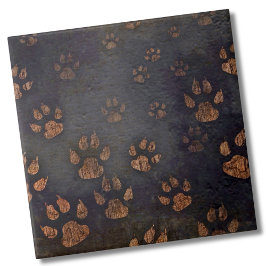 Azulejo De Cerâmica Padrão Rustic Brown Black Paw