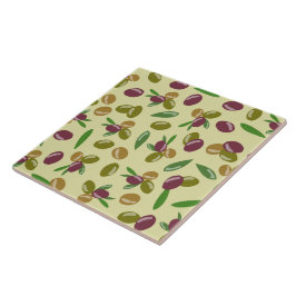 Azulejo De Cerâmica Padrão Rustic Olive and Olive Leaves