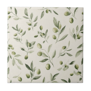 Azulejo De Cerâmica Padrão Rustic Olive Branch Mediterrânico