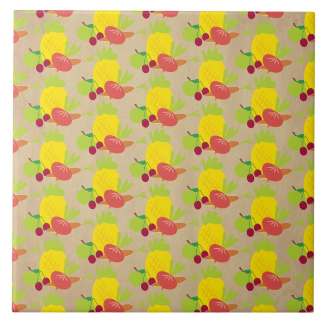 Azulejo De Cerâmica Padrão Rustic Vegetables (Frente)