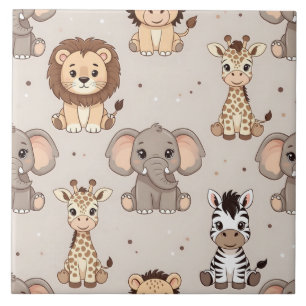 Azulejo De Cerâmica Padrão Safari Bebê Neutro
