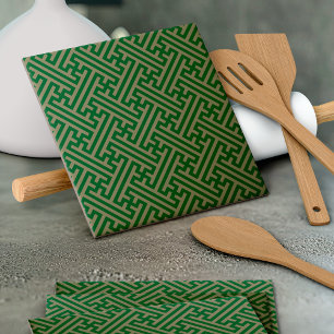 Azulejo De Cerâmica Padrão Sayagata, japonês, verde e Dourado