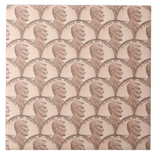 Azulejo De Cerâmica Padrão Seamless da Moeda Lincoln – Moedas de Cobre