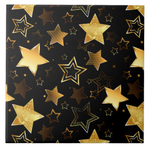 Azulejo De Cerâmica Padrão sem costura com estrelas de Ouro