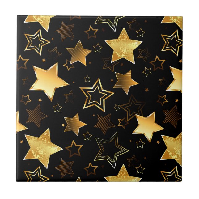 Azulejo De Cerâmica Padrão sem costura com estrelas de Ouro (Frente)