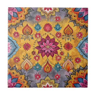Azulejo De Cerâmica Padrão sem costura do sari indiano