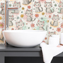 Azulejo De Cerâmica Padrão sem descontinuidades de gato pastel engraça