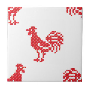 Azulejo De Cerâmica Padrão sem descontinuidades do Red Roosters